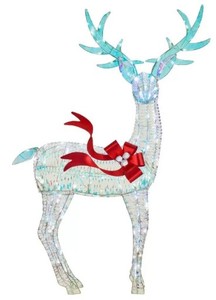 lot 40 image: Home Accents Holiday 6 ft 90-Light White Sparkle Iridescent Reindeer Buck, 1006215543 - SOLD AS IS