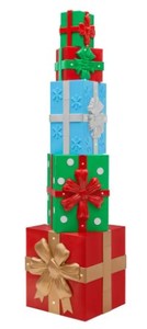 lot 41 image: Home Accents 8 ft. Giant-Sized Christmas Gift Box with LED Lights Yard Sculpture, 1006231396 - SOLD AS IS