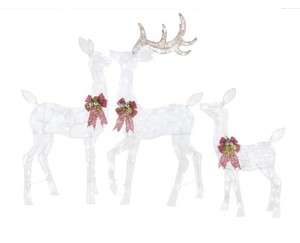 lot 44 image: Home Accents 60 in. White Tinsel LED Deer Family (Set of 3) ( 60 in. Plus 54 in. Plus 37 in.), 1006262807 - SOLD AS IS