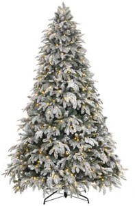 lot 54 image: Home Accents 7.5 ft. Pre-Lit LED Flocked Mixed Pine Artificial Christmas Tree with 500 Warm White Lights, 1002436143 - SOLD AS IS