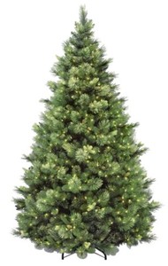 lot 56 image: National Tree Co. 7-12 ft. Carolina Pine Hinged Artificial Christmas Tree with 86 Flocked Cones and 750 Clear Lights, CAP3-306-75 - SOLD AS IS