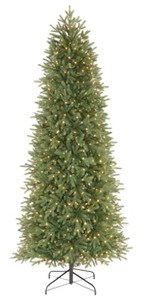 lot 60 image: Home Accents 7.5 ft Jackson Noble Fir Slim LED Pre-Lit Artificial Christmas Tree with 700 Color Changing Micro Dot Lights, 1005356547 - SOLD AS IS