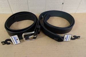 lot 44 image: 2 Boston Fine Leather Belts -Size 38 -One Buckle, One Scratchless Hook and Loop