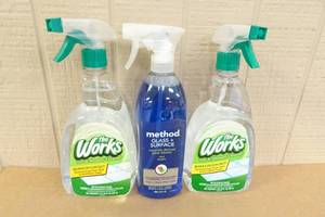 lot 46 image: 2 Bottles The Works Bathroom Cleaner with Method Glass Cleaner