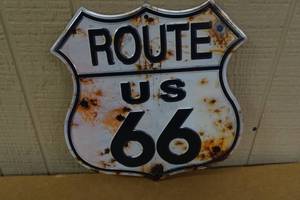 lot 108 image: Tin Route US 66 Embossed Sign