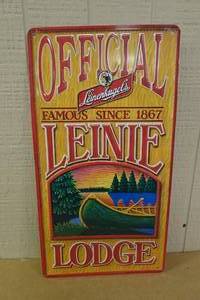 lot 111 image: Leinenkugels Beer Leinie Lodge Embossed Tin Sign