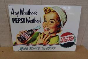 lot 116 image: Vintage Look Pepsi-Cola Tin Sign