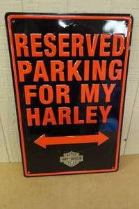 lot 117 image: Harley Davidson Embossed Parking Tin Sign