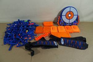 lot 209 image: Nerf Gun Accessories -Target, Gun Straps, Bullets and Magazines