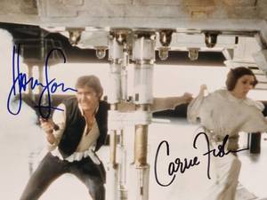 Star Wars Han Solo Harrison Ford & Princess Lea Carrie Fisher Combo Autographed Photo no COA