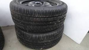 2 Tires P23555R17 Goodyear Eagle RS-A on 5 Hole Steel Wheels (like new)