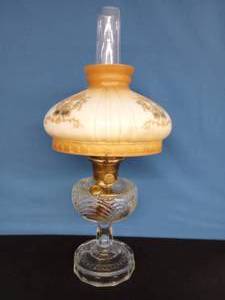 lot 7 image: 1930s Aladdin Washinton Drape Nu Type Model B Kerosene Lamp With Aladdin Chimney and Shade