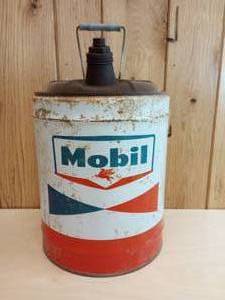lot 31 image: Vintage Double Sided 5 Gallon Mobile Oil Gas Can