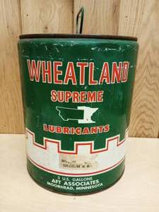 lot 36 image: Wheatland Supreme Lubricant Double Sided OilGas Can