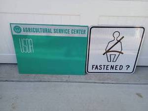 lot 52 image: Reflective Fasten Seat Belt and USDA Agriculture Road Signs
