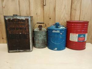 lot 79 image: Vintage Oil, Kerosene, Gun Powder, and Turpentine Cans