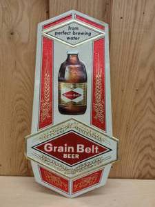 lot 90 image: Vintage Grain Belt Metallic Cardboard Sign
