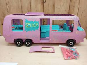 lot 132 image: Vintage 1980s Barbie and The Rockers Tour Bus with Accessories
