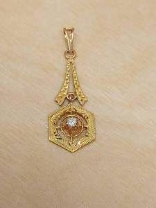 lot 138 image: Victorian Art deco Gold Diamond Pendant 10K
