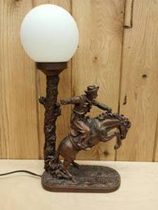 lot 150 image: Vintage Resin Bronze Colored Bucking Horse Statue Table Lamp The Vision