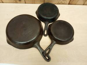 lot 177 image: (3) Cast iron Pans