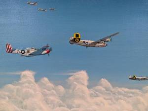 lot 5A image: Artist Mel Brown WWII Aviation Original Oil on Canvas