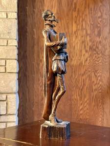 Large Vintage Hand Carved Wooden Mid Century Don Quixote Statue