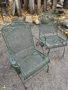 Pair of Metal Springer Patio chairs - Dark Green
