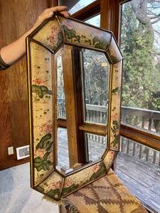 Floral Design Beveled Wall Mirror
