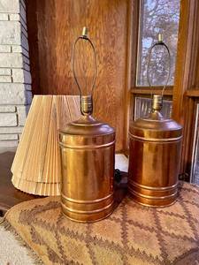 Nice Pair of Vintage Copper Table Lamps