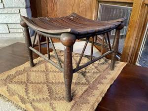 Antique Carved Oak Convex Stool