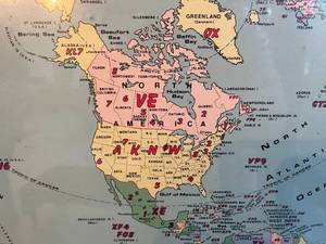 Large Framed Heathkit  Amateur Radio World Map