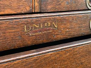 Antique Oak Machinists Tool Chest with Key Made by Union