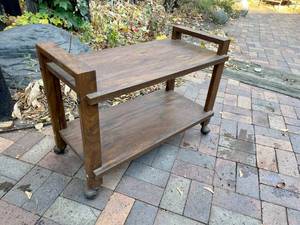 Retro  Rolling Cart Faux Wood
