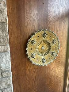 Large Ornate  Hammered Brass Wall HAnging