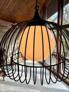 Very Cool Mid Century Metal Wire Birdcage Pendant Lamp