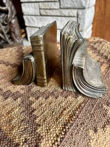 Vintage Brass Book-Form Bookend Set