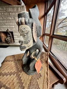 Old Carved Seated Spirit Figure - From Kararau Village Papua New Guinea