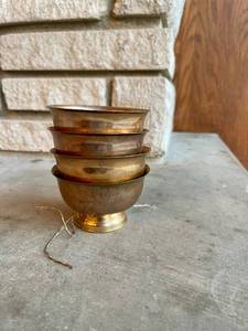 Set of 4 Old Vintage 24K Gold Plated Railroad Finger Bowls