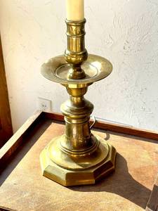 Signed Vintage Brass  Candlestick Lamp by Chapman &amp Meyers