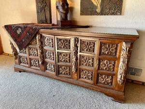 Stunning Vintage Carved Spanish Credenza or Sideboard