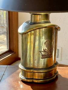 Quality Vintage Brass Table Lamp wBlack Shade