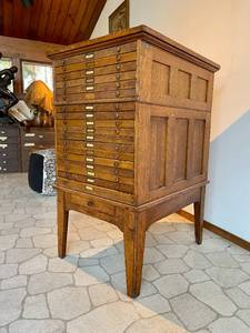 Spectacular Antique Stacking Oak Railroad Map Case Cabinet wBase