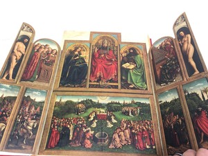Large Beautiful Vintage Illustrated Hardcover Book - Adoration of The Mystic Lamb - Jan Van Eyck