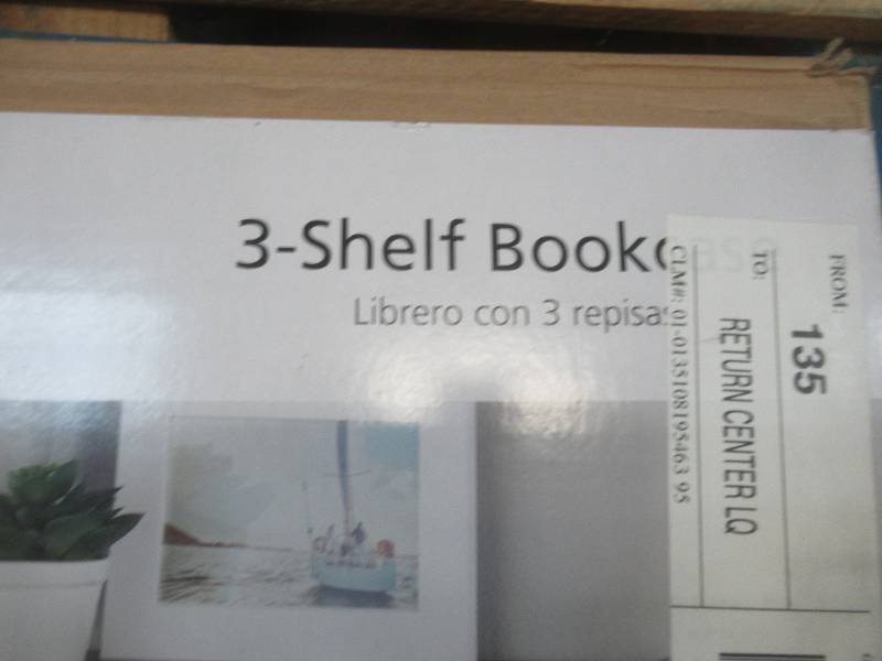 lot 705 image: Mainstays 3-Shelf Bookcase (2 Adjustable Shelves) in Black, Dimensions 24.8 x 11.65 x 31.65 - SOLD AS IS