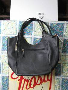 Accessory Street Pebble Grain Leather Slouchy Tote Bag-Black