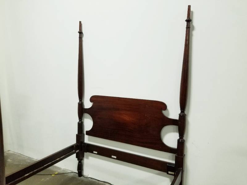 lot 60 image: 19th c. Antique Wood 4 Post Bed