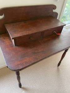 lot 24 image: 19th c. Two Drawer Dressing Table