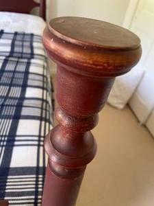 lot 32 image: 19th c. Red Painted Four Poster Bed Frame
