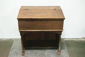 lot 62 image: 19th C. Pine Schoolmasters Desk